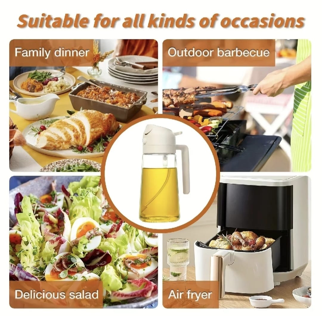 2-in-1 Oil Jug with Dispenser & Handle – Glass Cooking Oil Container | 450Ml - Glass (Random Color)